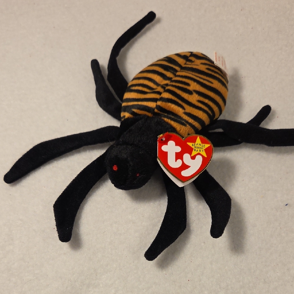Ty Beanie Babies Spinner The Spider with Black and Orange Stripes NWT 1996